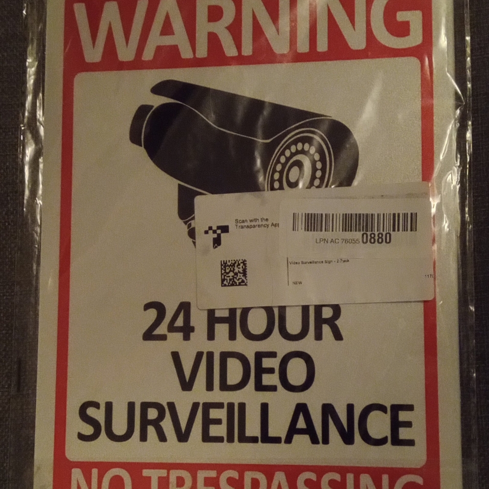 24 Hour Video Surveillance Warning Sign 2 pack